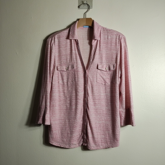 J. McLaughlin Tops - J.McLaughlin Women's Brynn Knit Linen Blend Top, Medium Barbiecore